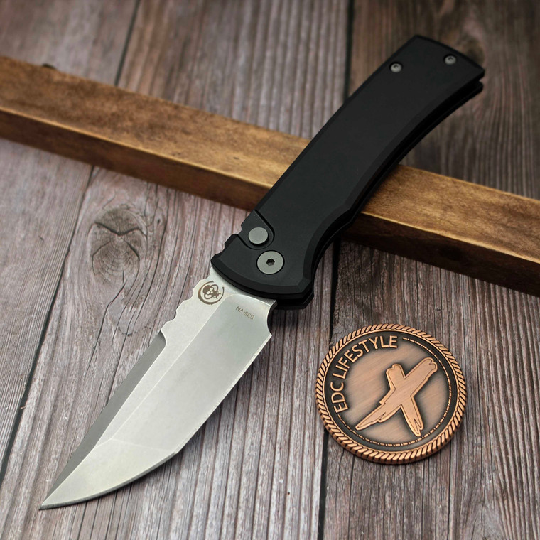 Chaves Knives Pro-Tech Redencion 229 Auto Black Aluminum Scales 3.37" Stonewash S35 - Preowned