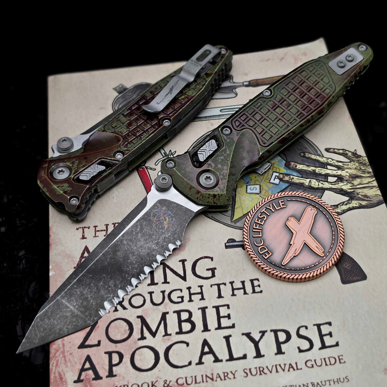 Microtech Socom Ram-Lok Outbreak Aluminum Frag 4.00" T/E Full Serrated 161RL-3FROBS by EDC Lifestyle