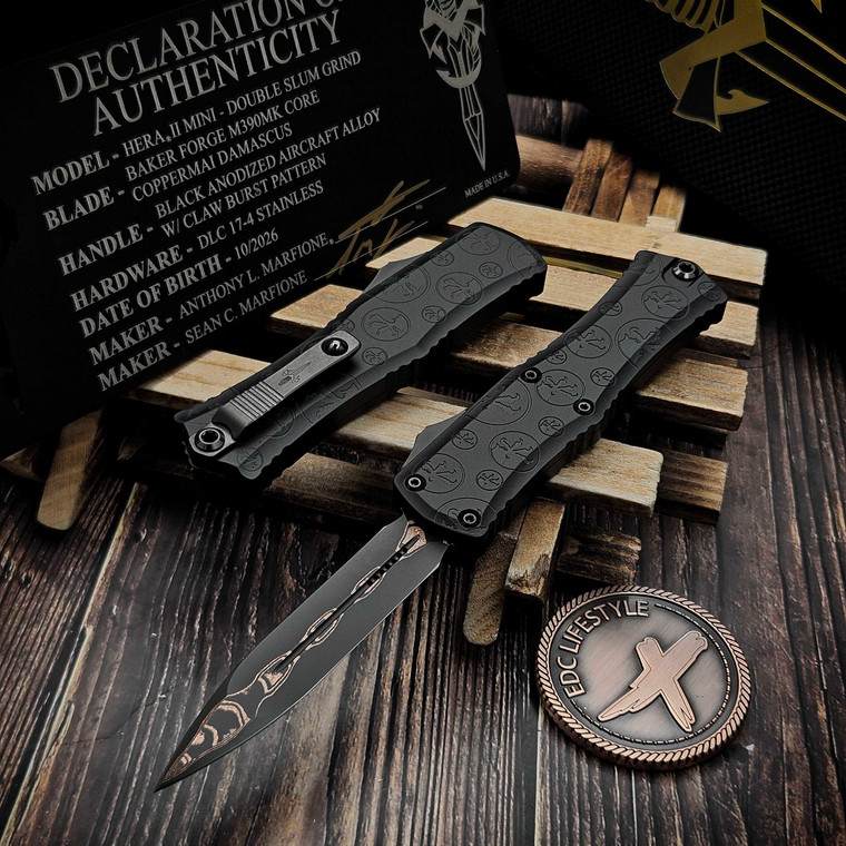 Marfione Custom/Sean Marfione Hera II Mini Double Slum Grind D/E Baker Forge M390 Core Coppermai Damascus Clawburst DLC HW