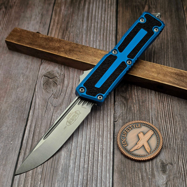 Microtech Scarab II Gen III Blue S/E Stonewash 1278-10BL - Preowned by EDC Lifestyle