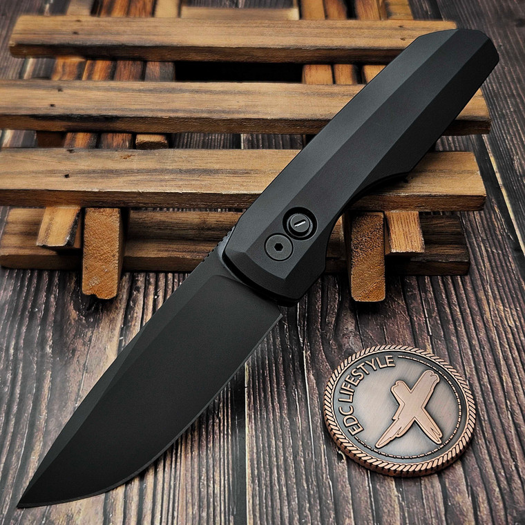 Pro-Tech Knives Vero Synapse 2 Operator Edition Black W/ Tritium Push Button 3.5" DLC MagnaMax