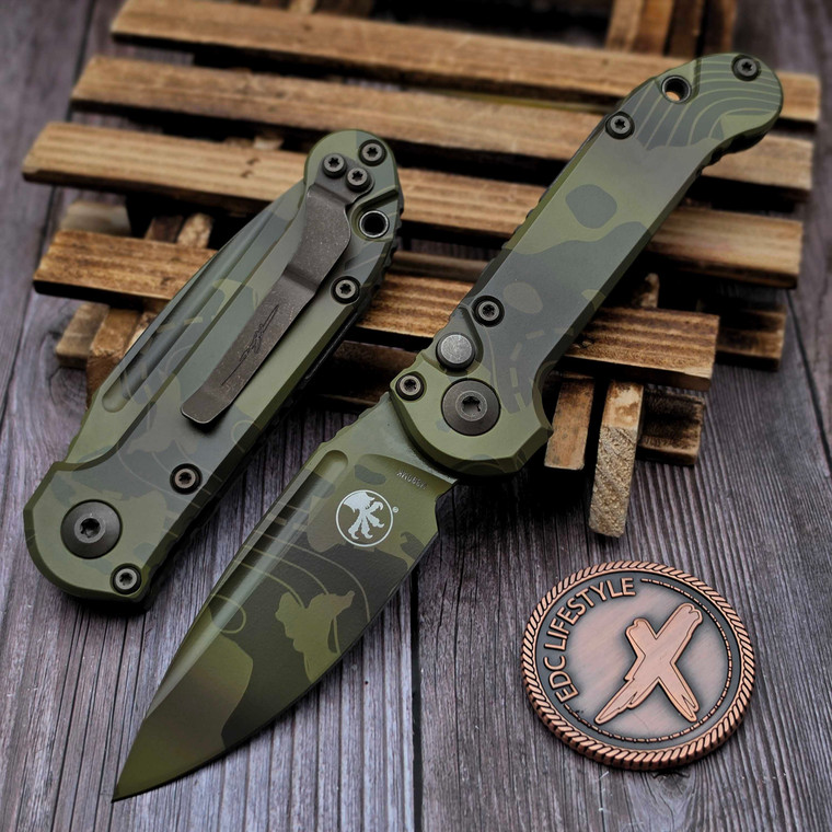 Microtech LUDT Gen III Smooth Handle Topographic Badlands/Bazooka Green Camo S/E 3.5" 1135S-1TPBNBOCS