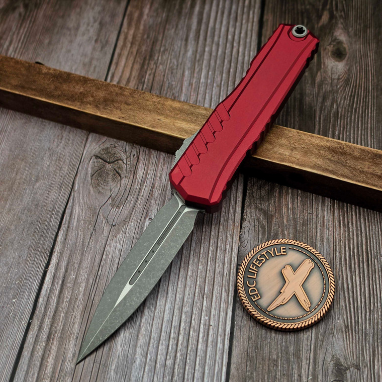 Microtech Cypher II Red D/E Apocalyptic 1242-10APRD - Preowned by EDC Lifestyle