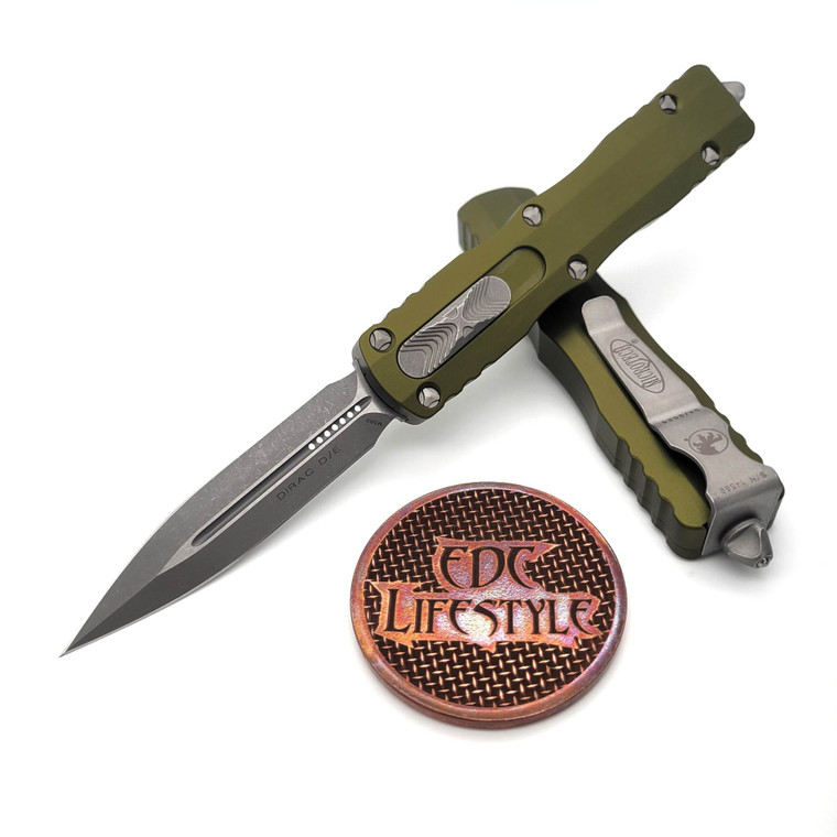 Microtech Dirac 225-10APOD OD Green Apocalyptic Double Edge