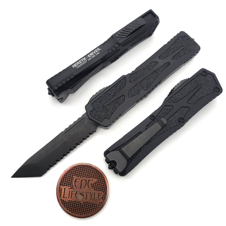 Heretic Knives Colossus DLC Tanto Full Serrated H040-6E-T EDC Lifestyle Exclusive