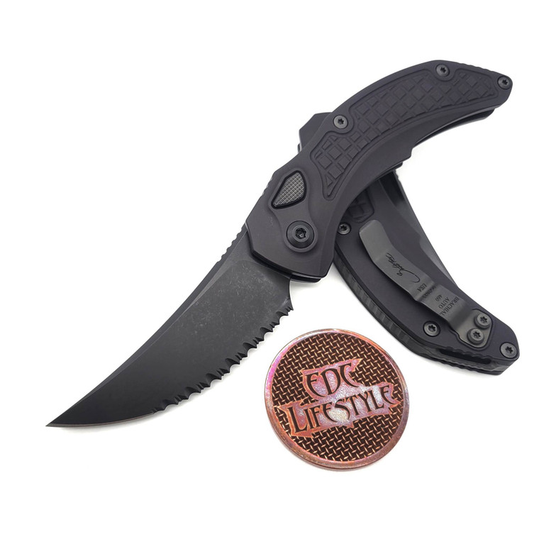 Microtech/Bastinelli Brachial 268A-3DLCTSH DLC Full Serated Shadow Tactical AUTO Folding Knife 3.5"