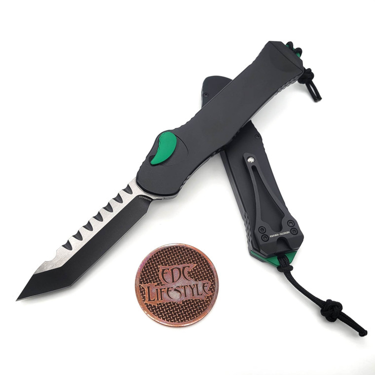 Heretic Knives Hydra Tanto Two Tone Black Green Accents H006-10A-BLK/GRN