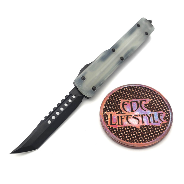 Microtech UTX-70 419-1DLCTGTJGSH Hellhound Shadow DLC Jade Green G-10 Top