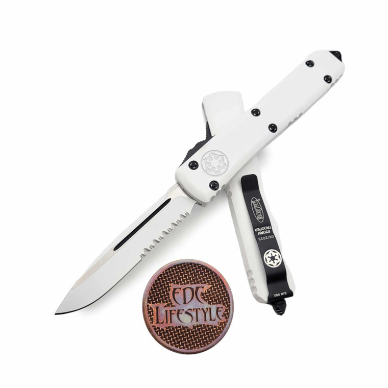 Microtech Ultratech 121-2STD Star Wars Stormtrooper Single Edge Deep Engraved Partial Serrated