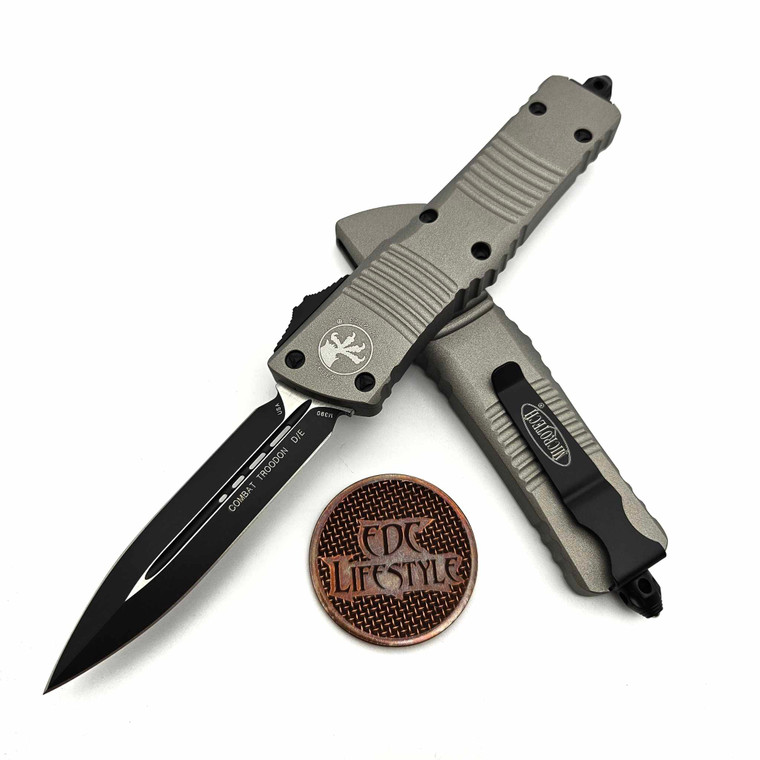 Microtech 142-1TG Combat Troodon Titanium Gray Double Edge Black Standard