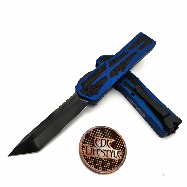 Heretic Knives Blue DLC Tanto Edge Colossus H040-6A-BLU