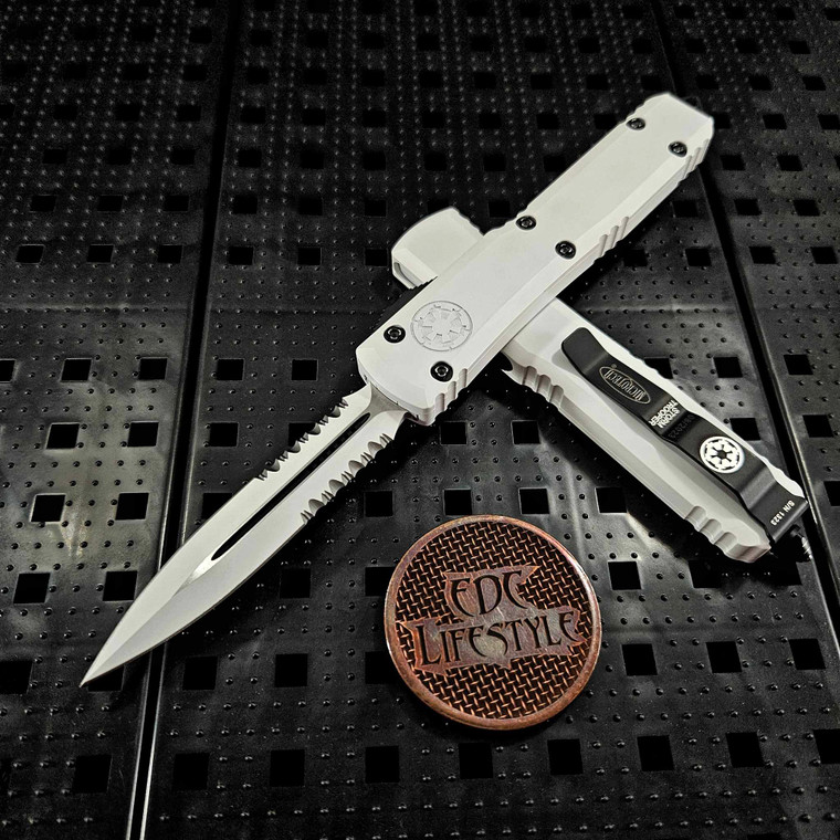 Microtech Ultratech 122-2STD Star Wars Storm Trooper Double Edge Partial Serrated Deep Engraved