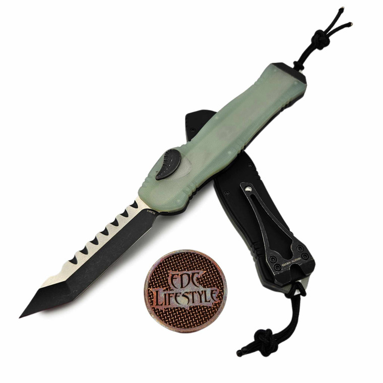 Heretic Knives Hydra Jade G-10 Tanto Edge Battleworn Black H006-8A-JADE