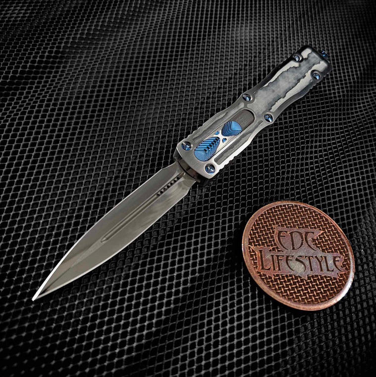 Marfione Custom Dirac Double Edge Mirror Polish Satin Finish Steel Steel w/QTPT Carboquartz & Ringed Blue Ti HW Serial #001