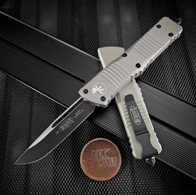 Microtech Combat Troodon 143-1TG Titanium Gray Single Edge Black Standard