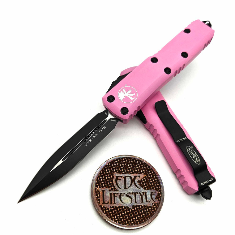 Microtech UTX-85 232-1BPK Cerakote Blasted Pink Double Edge Black Standard