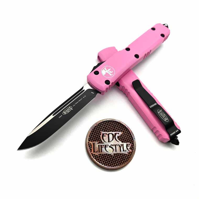 Microtech Ultratech 121-1BPK Cerakote Blasted Pink Single Edge Black Standard