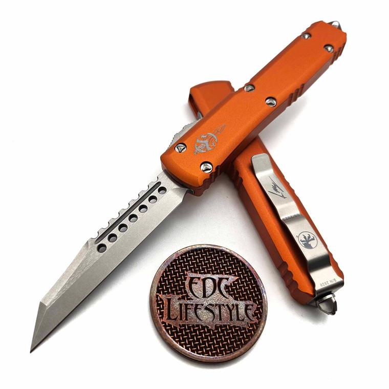 Microtech Ultratech 119W-10ORS Orange Stonewash Warhound