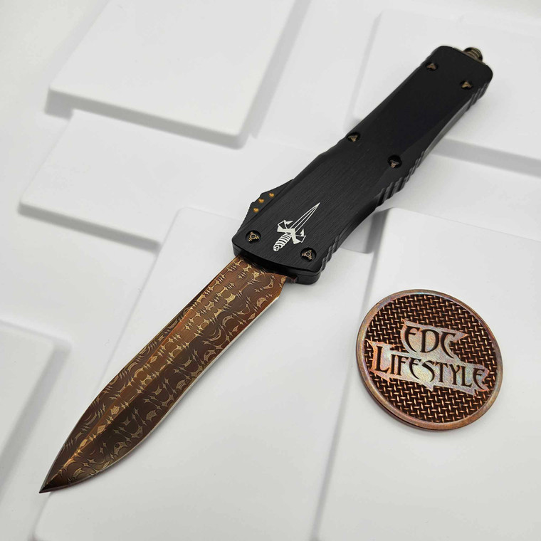 Marfione Custom Combat Troodon Recurve Bronzed Vegas Forge Razorwire Damascus w/Bronze Ringed Ti HW Serial #011 - Preowned