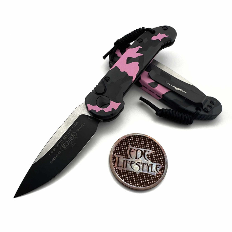 Microtech L.U.D.T. 135S-1PKCS Smooth Chassis Cerakote Pink Camo Standard LUDT Signature Series