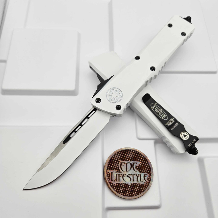 Microtech Combat Troodon 143S-1STD Smooth Body Star Wars Storm Trooper Single Edge  Deep Engraved