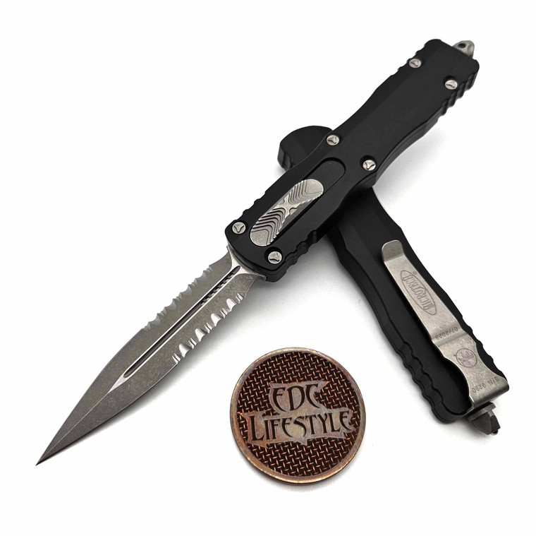 Microtech 227-11AP Dirac Delta Double Edge Partial Serrated Apocalyptic