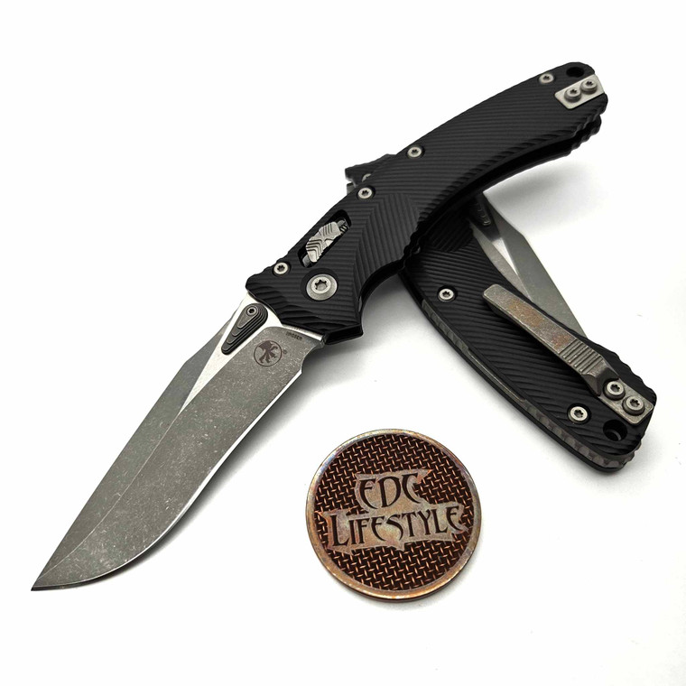 Microtech Amphibian Ram-Lok 137RL-10APFL Fluted Black Aluminum Apocalyptic Standard