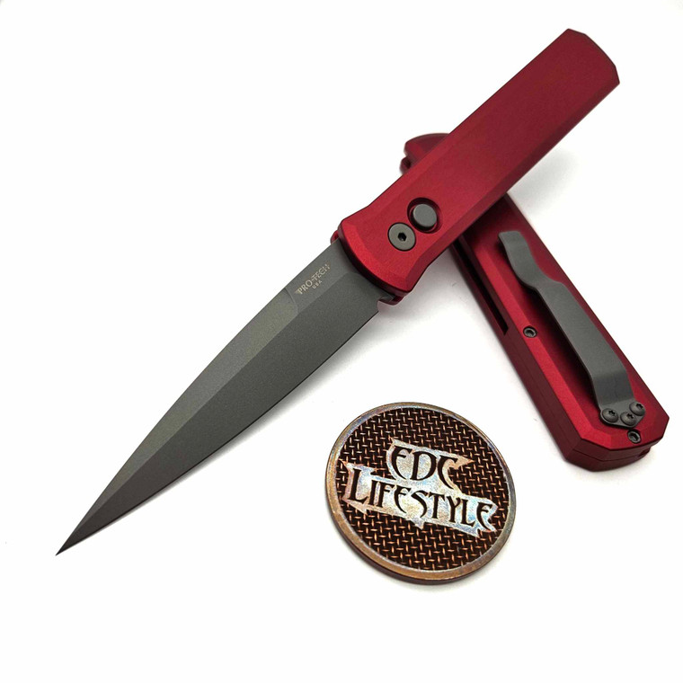 Pro-Tech Knives Godfather Auto Knife Red 4" Blasted Finish 920