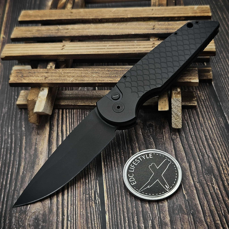 Pro-Tech TR-3 X1 Auto OPERATOR Black Fish Scale 3.5" Black Tritium