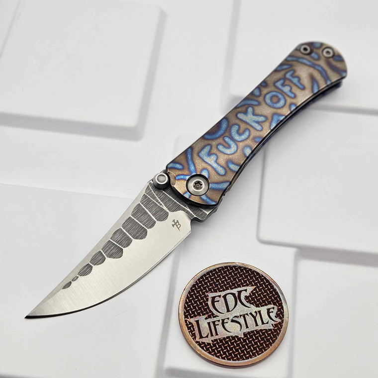 Borka Blades Fuck Off SBKF Persian Rock Grind Flamed Ti Handle - Preowned