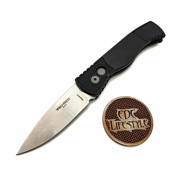 Pro-Tech Knives Tactical Response 2 TR-2 Black Handle w/Textured Corners, Stonewash 3" Magnacut T201