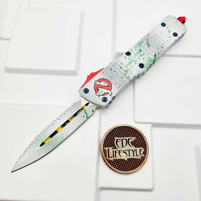 Microtech Combat Troodon 142-3GBS Ghostbuster Slime White Double Edge Full Serrated