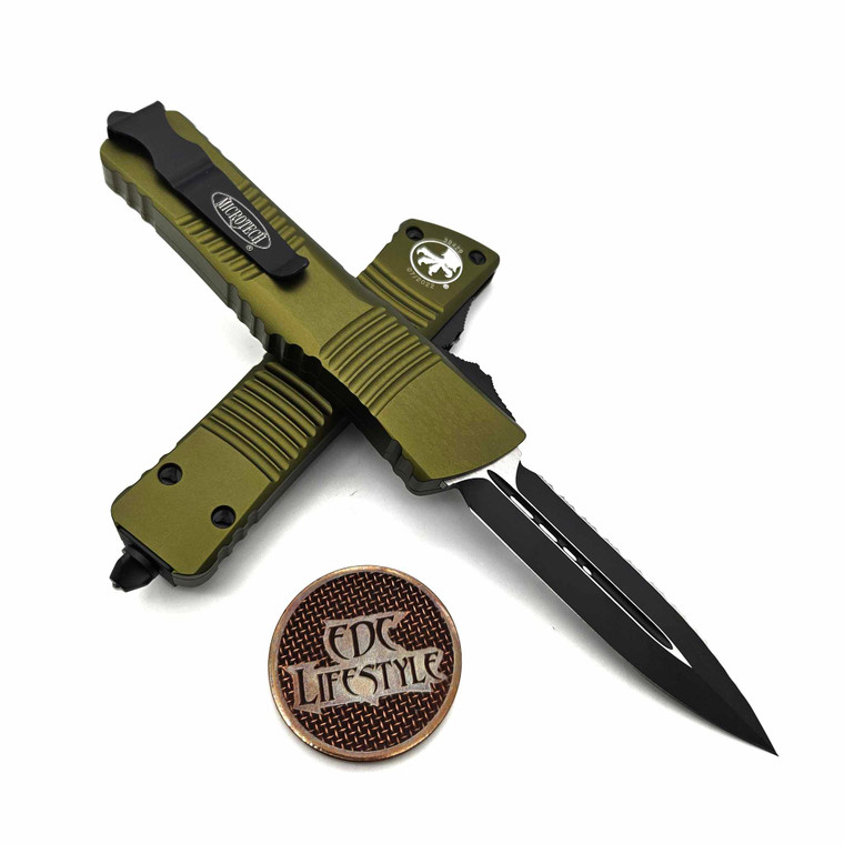 Microtech 142-3OD Combat Troodon OD Green Double Edge Full Serrated Black Standard