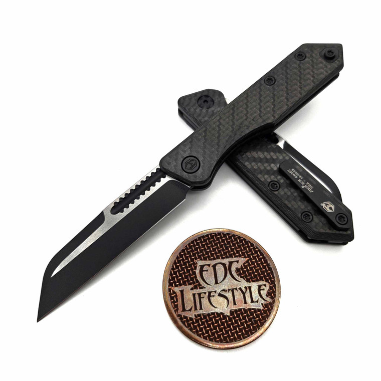 Heretic Jinn Slipjoint 2-Tone Black Carbon Fiber H013-10A-CF