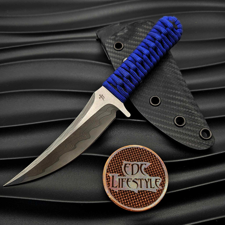 Borka Blades Marfione Custom Mini SBK Damascus Blue Cord Wrap - Preowned
