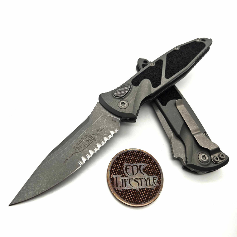 Microtech Socom Elite Auto 160A-11APNC Natural Clear Single Edge Partial Serrated Apocalyptic