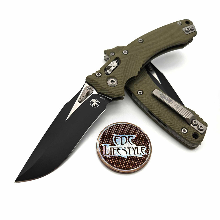 Microtech Amphibian Manual Ram-Lok OD Green Fluted G-10 3.88" S/E Black 137RL-1FLGTOD By Edc Lifestyle