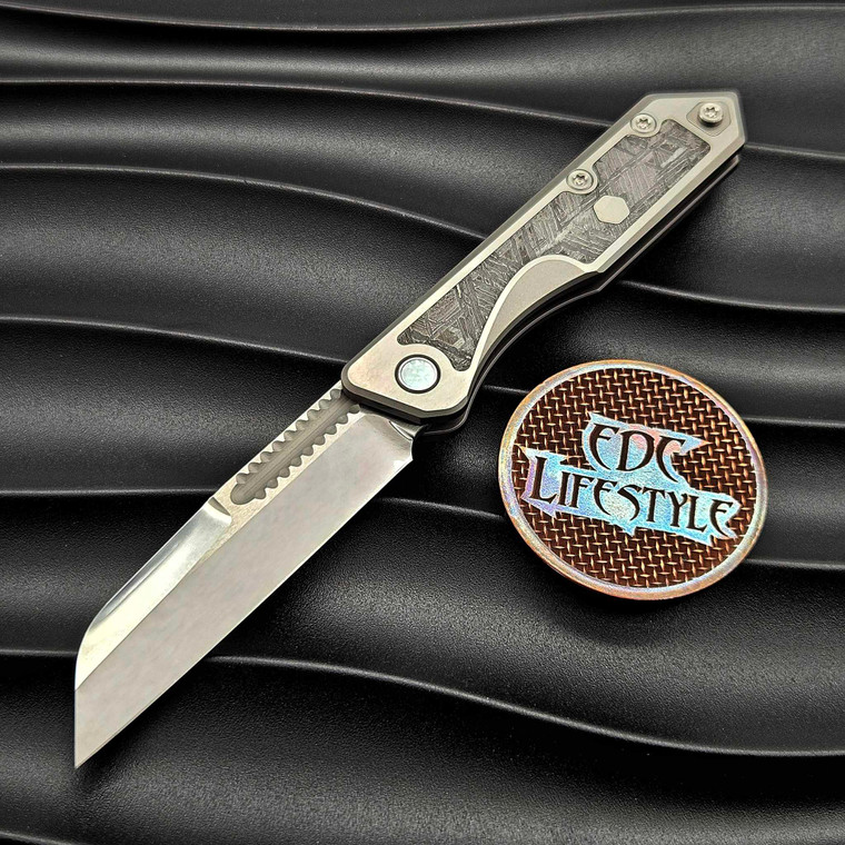 Heretic Custom Knives Jinn Slip Joint High Polish Meteorite Inlays - Preowned