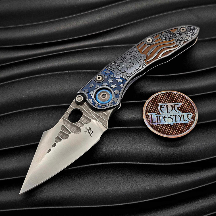 Borka Blades/Ti2 Design Stitch 2024 Patriot Titanium Handle Belt Satin Rock Grind Blade