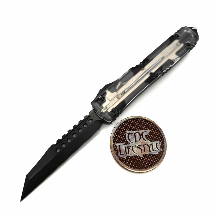 Microtech Ultratech 119W-1DLCTCLSH Clear Top DLC Warhound Shadow - Preowned