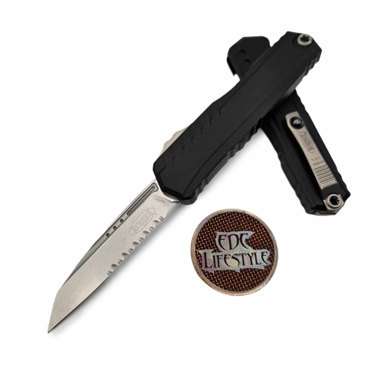 Microtech Cypher II S/E 1241-11 Black Partial Serrated Stonewash Standard