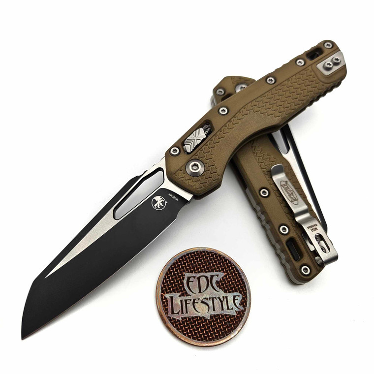 Microtech MSI Ram-Lok Dark Earth Tri-Grip Polymer 3.85" S/E Black w/Bead Blast HW 210T-1PMDE By Edc Lifestyle