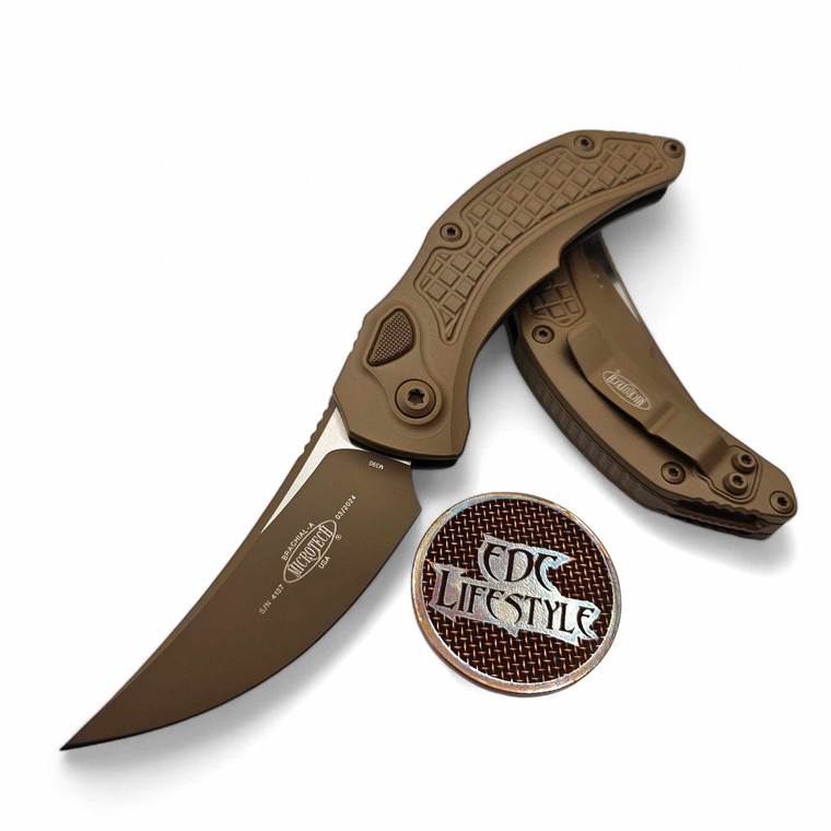 Microtech/Bastinelli Brachial 268A-1CTA Cerakote Tan AUTO Folding Knife 3.5"