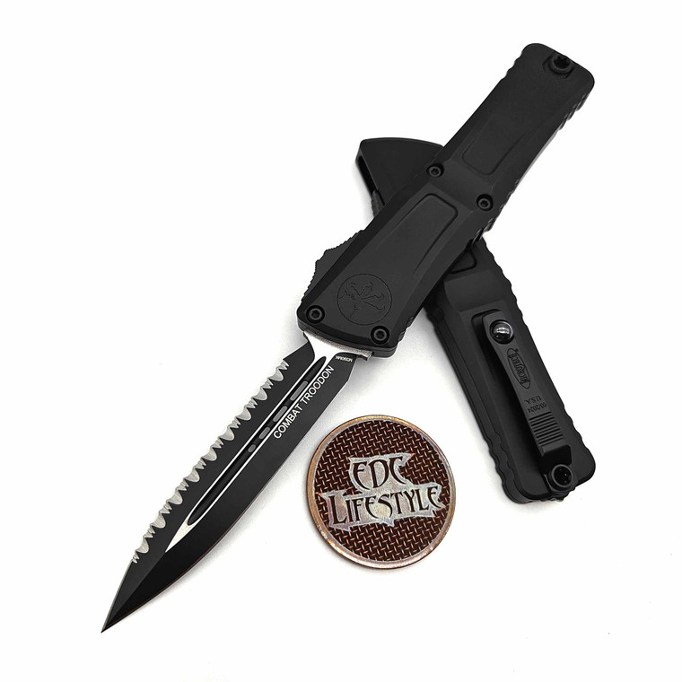 Microtech Combat Troodon Generation III 1142-3T Tactical Double Edge Full Serrated Black Standard