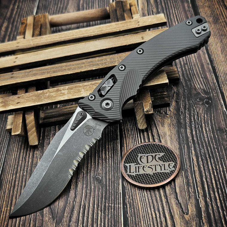 Microtech Amphibian Manual Ram-Lok Natural Clear Fluted Aluminum