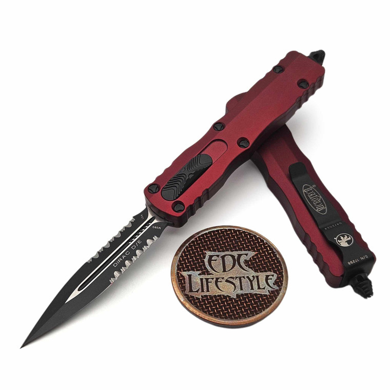 Microtech 225-2MR Merlot Dirac Double Edge Partial Serrated Black Standard