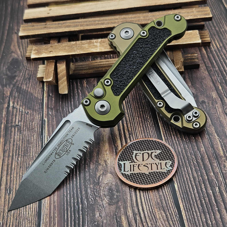 Microtech LUDT T/E Gen III 1136-11OD OD Green Stonewash Standard Partial Serrated