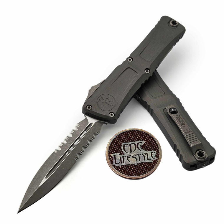 Microtech Combat Troodon Generation III 1142-11APNC Double Edge Apocalyptic Natural Clear Partial Serrated