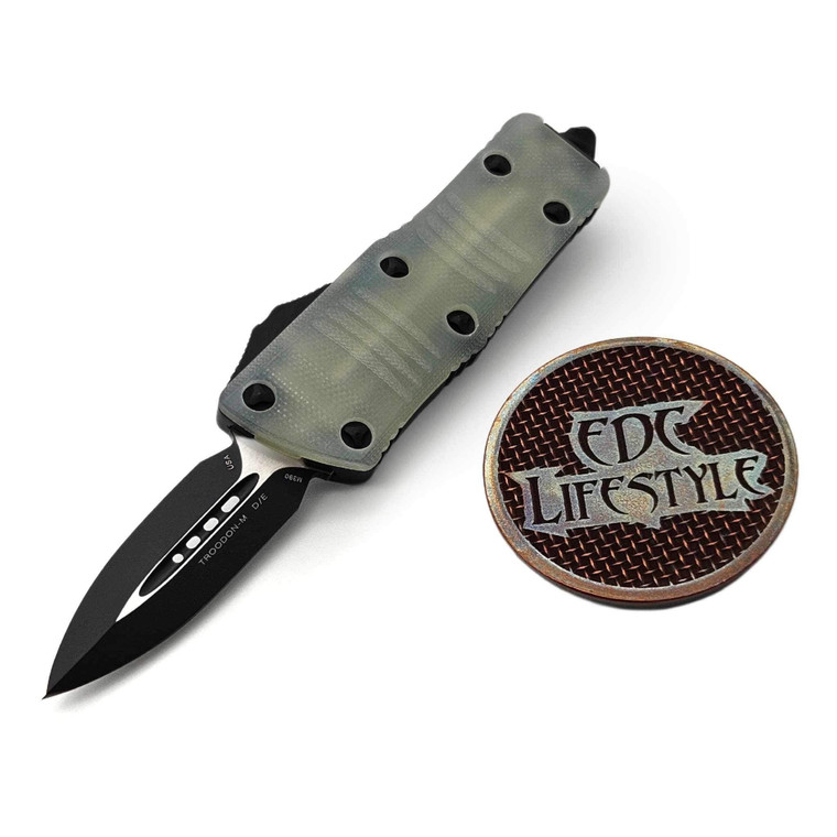 Microtech Troodon Mini 238-1GTJGS Jade G-10 Top Double Edge Black Standard