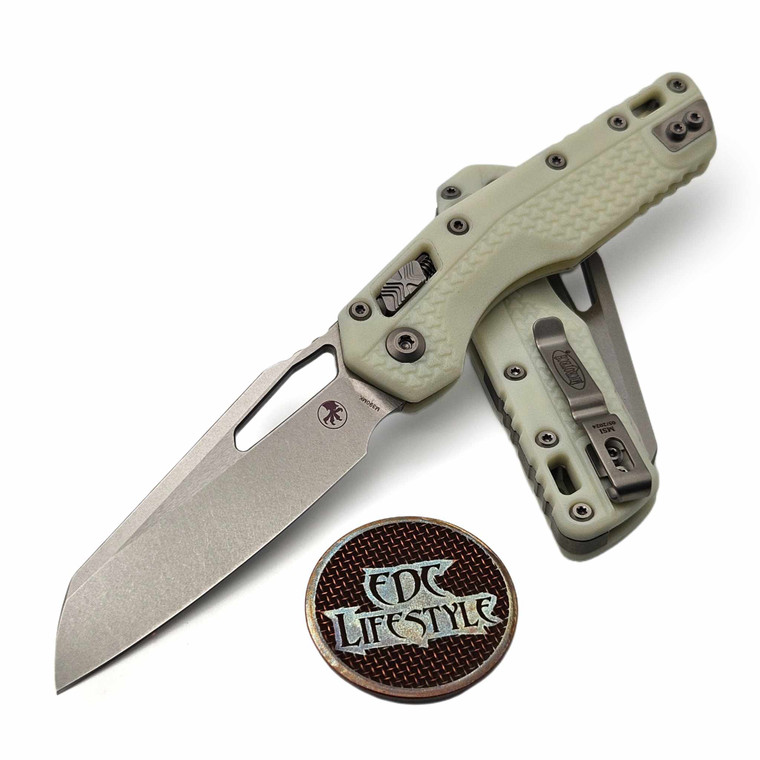 Microtech MSI Ram-Lok White Tri-Grip Polymer 3.85" S/E Stonewash 210T-10PMWH By Edc Lifestyle
